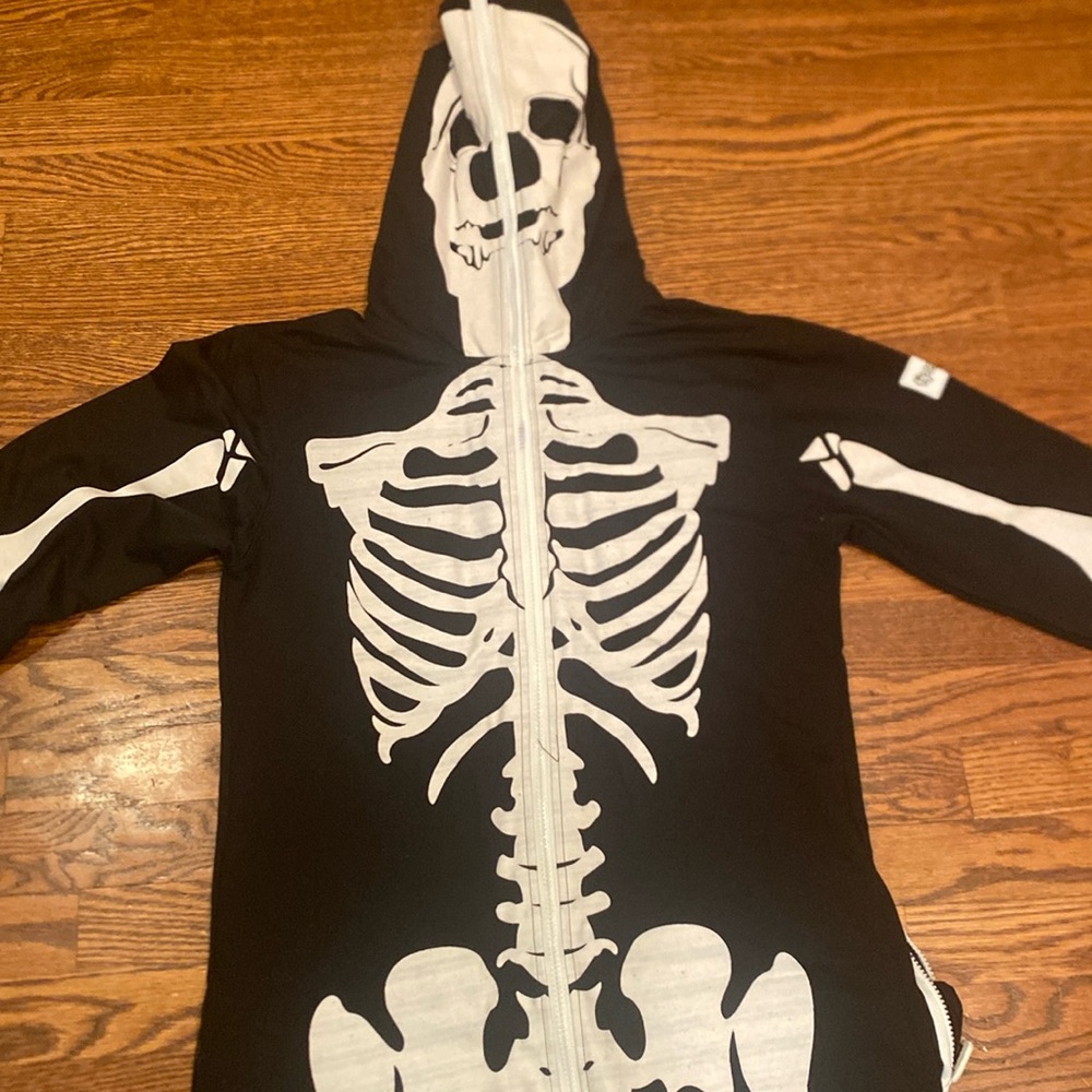 Tipsy Elves Black and White Skeleton Onesie Hoodie